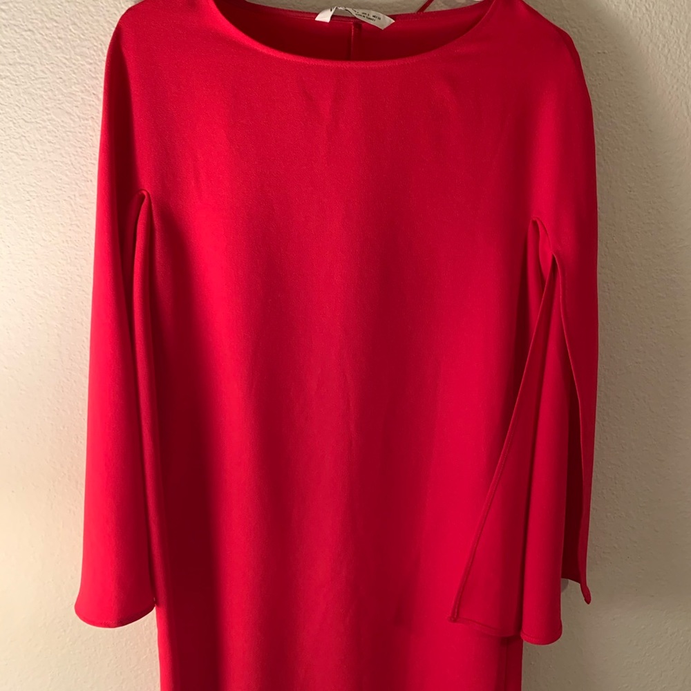 Zara cape sleeved hot pink dress
